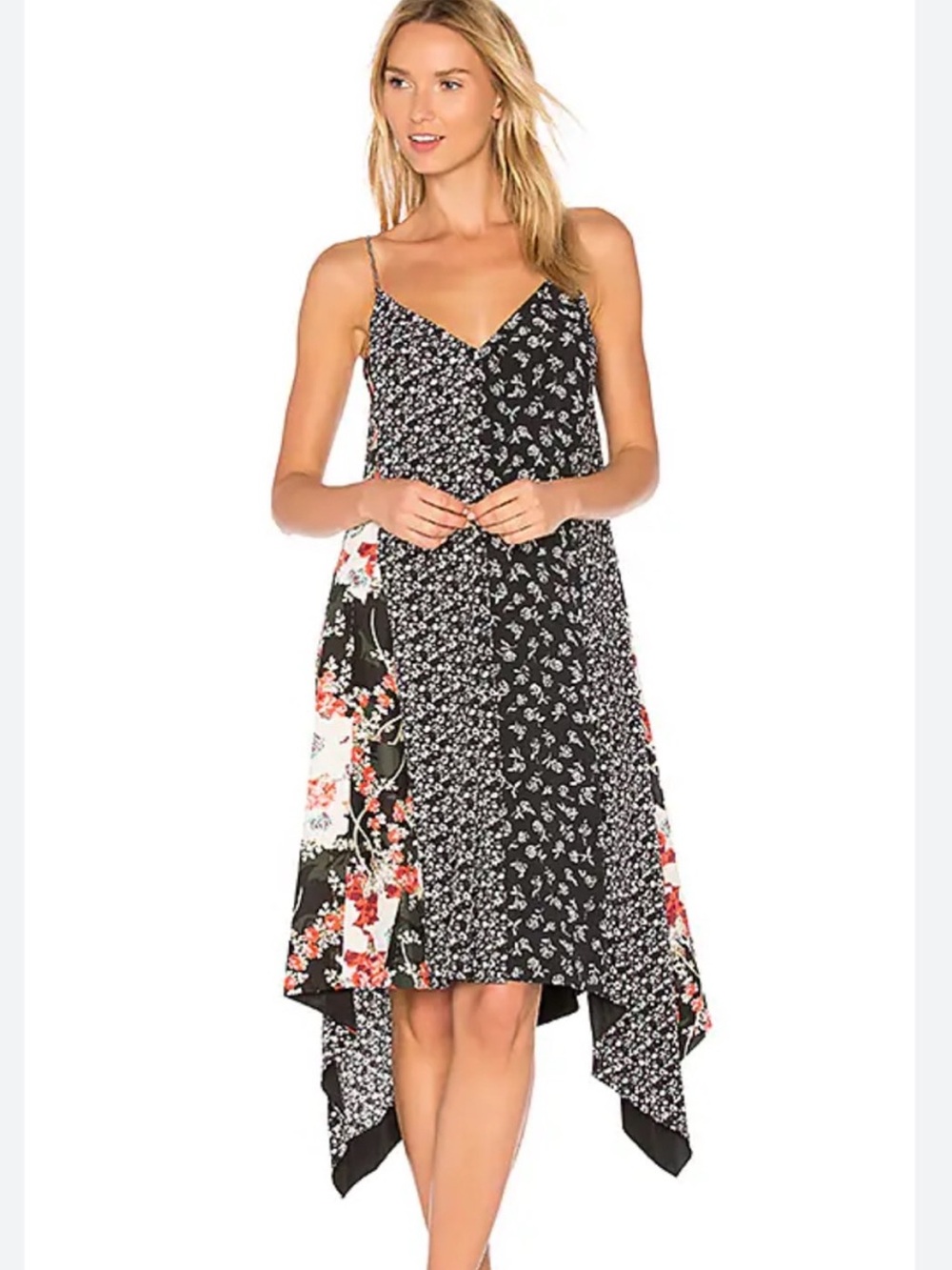 Rag & Bone Patchwork Asymmetrical Slip Dress Bohemian Hippie Cottage Ren Faire